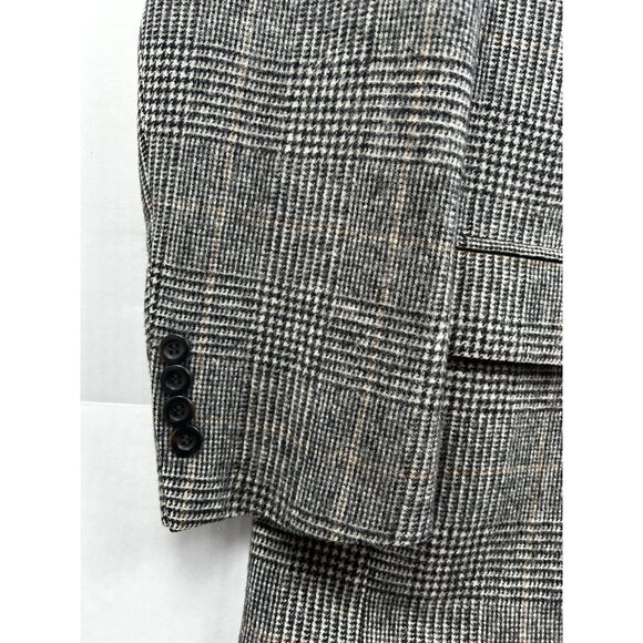 Lord & Taylor Fifth Avenue Collection Mens Blazer 44R Gray Glen Plaid Camel Hair - Picture 10 of 12